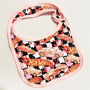 BAMBOO Pink and Black Hot Wheels Bib